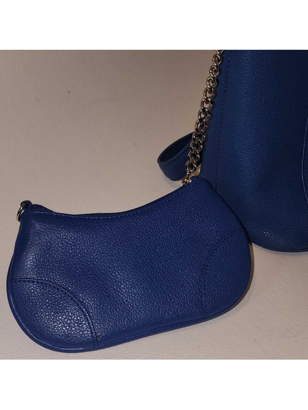 MCM Blue Leather Handbag with Detachable Coin Pouch - Picture 10 of 13